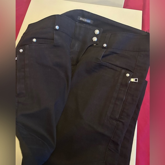 BALMAIN black skinny moto denim jeans - Picture 9 of 13